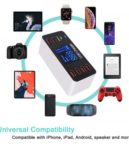 8 Port Multi Fast USB Charger Quick Charge 3.0 Multiple USB Phone Charging Station Universal USB HUB Charger QC 3.0 LED Display US plug - Image 4