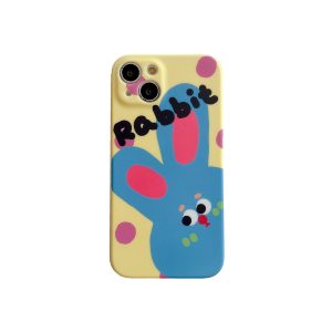 Cartoon Polka Dot Rabbit Phone Case Precise Hole Position Shockproof Protective Cover Compatible For iPhone 15 14 Pro Max 13 12 liquid sticker polkadot rabbit 15Pro