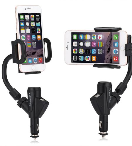 Car  Cigarette  Lighter  Phone  Holder Rechargeable Universal Dual Usb 5v 2a Electronic Gps Navigation Holder black - Image 2