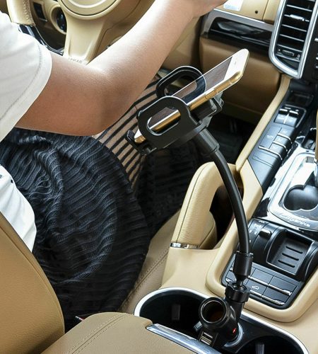 Car  Cigarette  Lighter  Phone  Holder Rechargeable Universal Dual Usb 5v 2a Electronic Gps Navigation Holder black - Image 5