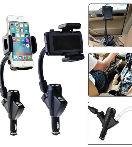 Car  Cigarette  Lighter  Phone  Holder Rechargeable Universal Dual Usb 5v 2a Electronic Gps Navigation Holder black