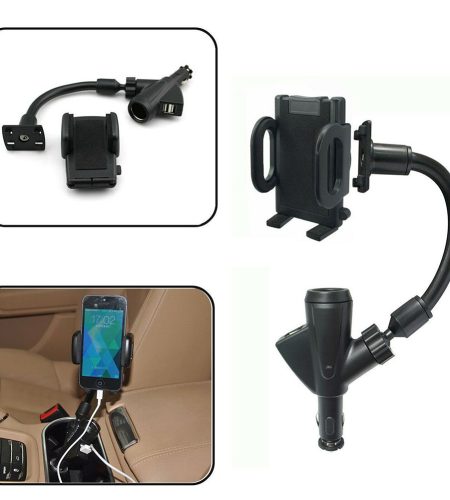 Car  Cigarette  Lighter  Phone  Holder Rechargeable Universal Dual Usb 5v 2a Electronic Gps Navigation Holder black - Image 8