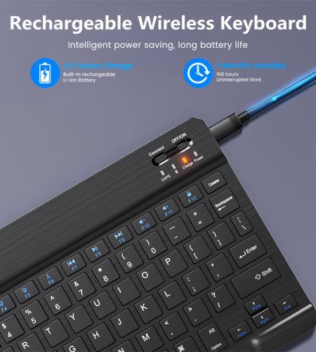 Bluetooth Wireless Keyboard Compatible For Ipad Air Pro 11 Android Ios Windows Phone Tablet black - Image 2