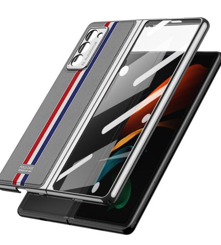 For Samsung  Z  Fold2 Mobile  Phone  Cover Pu All-inclusive Anti-drop Leather Folding Tempered Glass Screen Protector Golden - Image 6