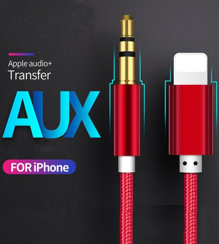 3.5mm AUX Audio Music Cable Car Cord for iPhone 7 8 Plus X XS MAX XR iOS 12 red - Image 8