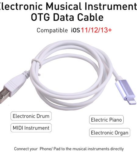 iOS 13 Charging Cable MIDI USB OTG Type B Keyboard Adapter for iPhone X XS MAX XR 8 7 6 Electric Piano Audio Connector