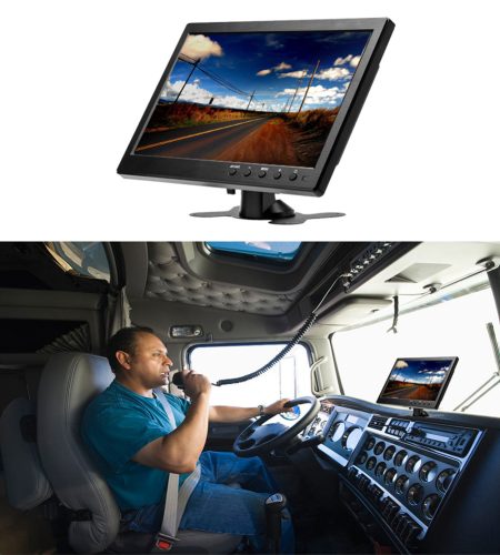 10.1 inch Lcd HD Monitor Color Screen 2 Channel Video Input Security Display with Speaker bnc avi vga US Plug - Image 5