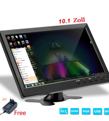 10.1 inch Lcd HD Monitor Color Screen 2 Channel Video Input Security Display with Speaker bnc avi vga US Plug - Image 4