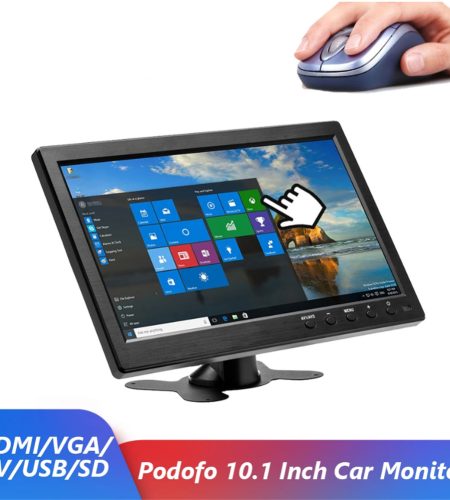 10.1 inch Lcd HD Monitor Color Screen 2 Channel Video Input Security Display with Speaker bnc avi vga US Plug - Image 2