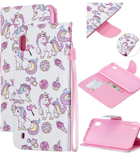 For Samsung A10/A20/A30 Smartphone Case PU Leather Wallet Design Cellphone Cover with Card Holder Stand Available Ice cream unicorn - Image 3