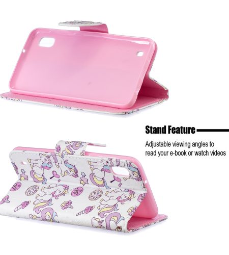 For Samsung A10/A20/A30 Smartphone Case PU Leather Wallet Design Cellphone Cover with Card Holder Stand Available Ice cream unicorn - Image 7