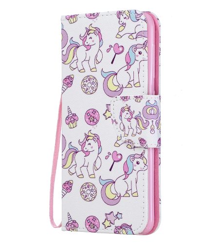 For Samsung A10/A20/A30 Smartphone Case PU Leather Wallet Design Cellphone Cover with Card Holder Stand Available Ice cream unicorn - Image 2