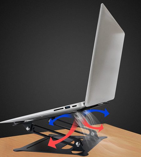 Adjustable Folding Laptops  Stand Aluminum Bracket Notebook Support Portable Riser Accessories Holder Rose gold - Image 3