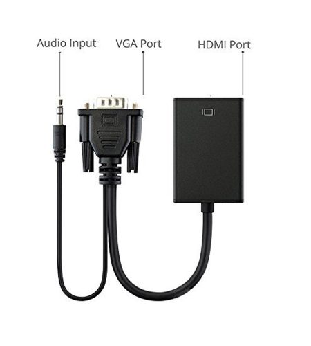 VGA Male to HDMI Female Adapter Converter Cable With 3.5 mm Audio Output 1080P VGA to HDMI for PC laptop to HDTV Projector PS4 black - Image 6