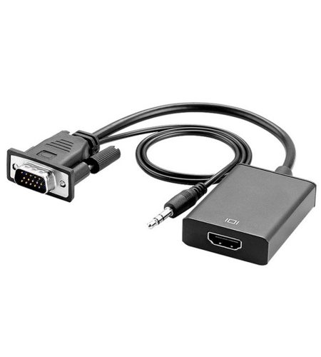 VGA Male to HDMI Female Adapter Converter Cable With 3.5 mm Audio Output 1080P VGA to HDMI for PC laptop to HDTV Projector PS4 black