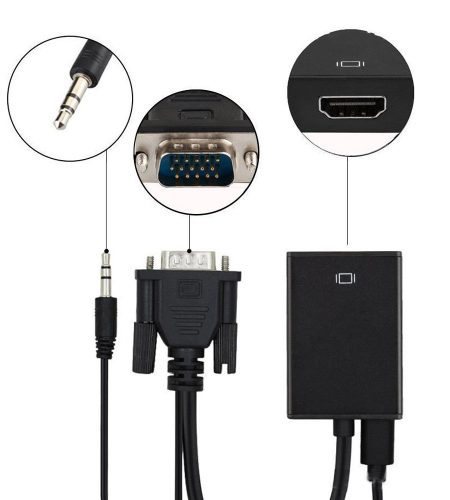 VGA Male to HDMI Female Adapter Converter Cable With 3.5 mm Audio Output 1080P VGA to HDMI for PC laptop to HDTV Projector PS4 black - Image 5