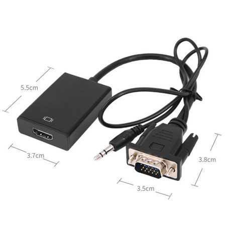 VGA Male to HDMI Female Adapter Converter Cable With 3.5 mm Audio Output 1080P VGA to HDMI for PC laptop to HDTV Projector PS4 black - Image 8