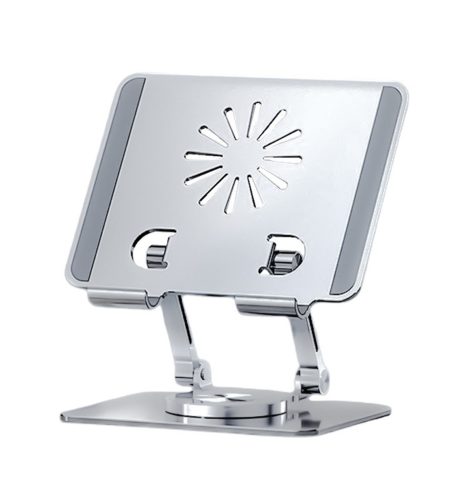 Desktop Tablet Mobile Phone Bracket 360-degree Rotating Multi-angle Height Adjustable Foldable Holder Silver - Image 2