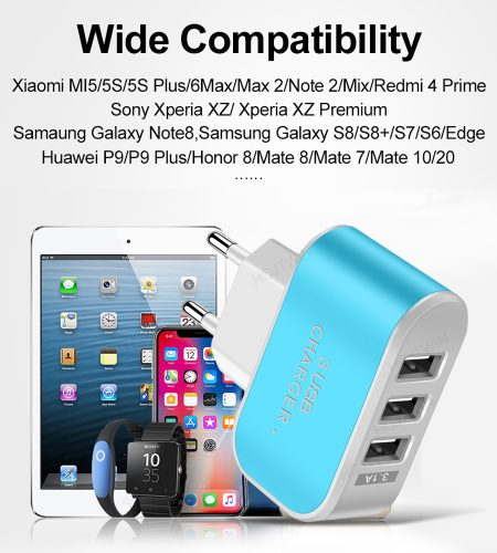 3 USB Charger Led Luminous Mobile Phone Charging Head Smart Multi-port USB Charger Black US Plug - Image 7