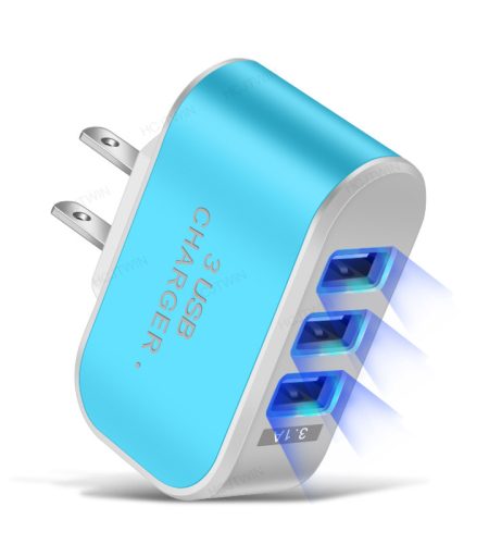 3 USB Charger Led Luminous Mobile Phone Charging Head Smart Multi-port USB Charger Black US Plug - Image 3