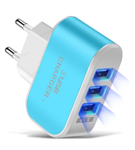 3 USB Charger Led Luminous Mobile Phone Charging Head Smart Multi-port USB Charger Black US Plug - Image 5