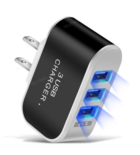 3 USB Charger Led Luminous Mobile Phone Charging Head Smart Multi-port USB Charger Black US Plug - Image 8