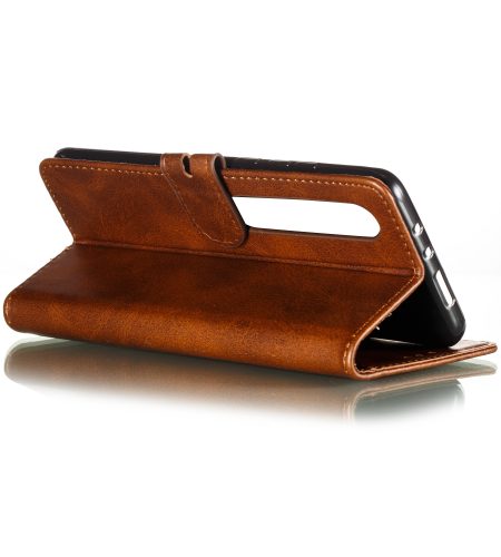 For XiaoMI 10 Pro Mobile Phone Cover PU Leather Front Buckle Smart Shell Anti-fall Phone Case 6 brown - Image 2