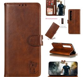 For XiaoMI 10 Pro Mobile Phone Cover PU Leather Front Buckle Smart Shell Anti-fall Phone Case 6 brown