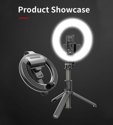 L07 5 Inch Ring Light Bluetooth Selfie Stick Portable LED Fill Light Mobile Phone Live Bracket black - Image 9