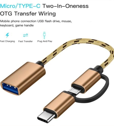 2 In 1 Type-c Micro Usb To Usb 3.0 Interface Otg  Adapter Cable Mobile Phone Adapter Converter, For Cellphone Charging Line grey - Image 9