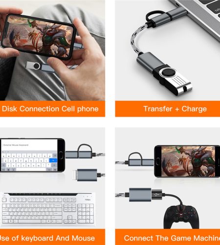 2 In 1 Type-c Micro Usb To Usb 3.0 Interface Otg  Adapter Cable Mobile Phone Adapter Converter, For Cellphone Charging Line grey - Image 7