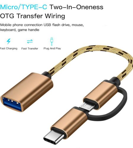 2 In 1 Type-c Micro Usb To Usb 3.0 Interface Otg  Adapter Cable Mobile Phone Adapter Converter, For Cellphone Charging Line grey - Image 4