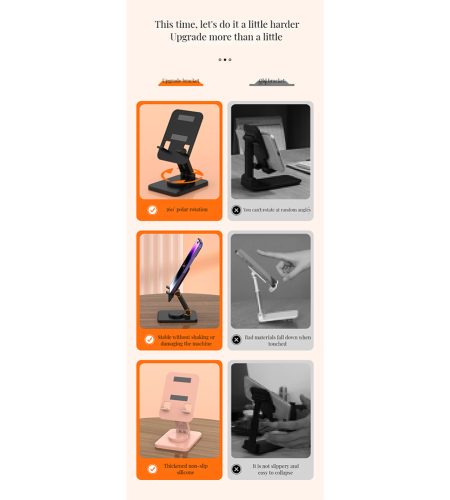 Phone Stand 360 Degree Rotating Folding Cell Phone Holder Multi-functional Tablet Rack For Ipad cool black - Image 9