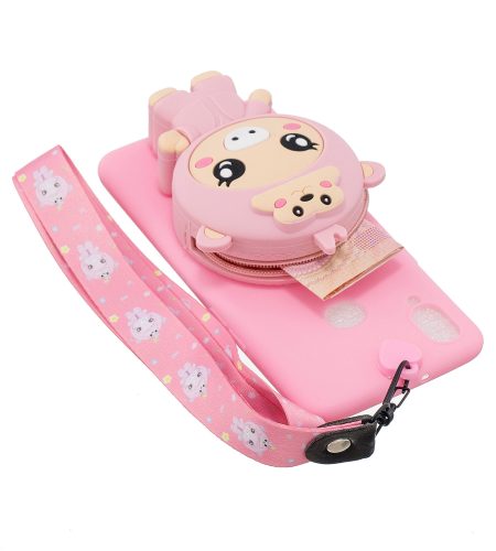 For Samsung A10S A20S TPU Full Protective Cartoon Mobile Phone Cover with Coin Purse+Hanging Lanyard 6 white big bear - Image 2