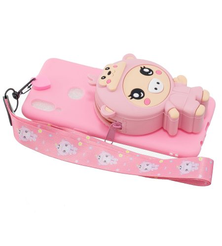 For Samsung A10S A20S TPU Full Protective Cartoon Mobile Phone Cover with Coin Purse+Hanging Lanyard 5 black striped bears - Image 6