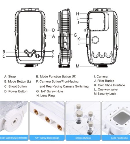 Diving Underwater Phone Case Compatible for iPhone 14 / 13 Pro Max Cell Phone Waterproof Case Kit A - Image 7