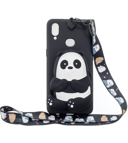 For Samsung A10S A20S TPU Full Protective Cartoon Mobile Phone Cover with Coin Purse+Hanging Lanyard 5 black striped bears - Image 9