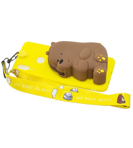 For Samsung A10S A20S TPU Full Protective Cartoon Mobile Phone Cover with Coin Purse+Hanging Lanyard 1 yellow brown bear - Image 5