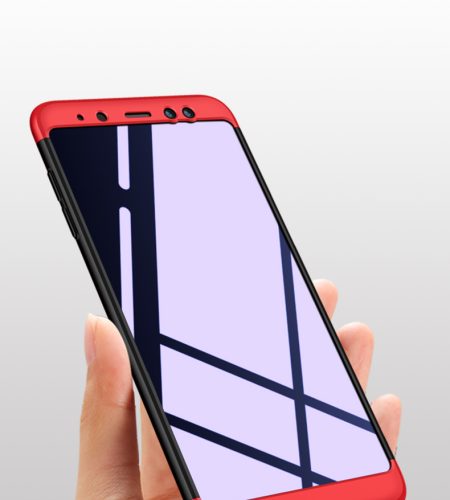For Samsung A8 2018 360 Degree Protective Case Ultra Thin Hard Back Cover Red black red - Image 3