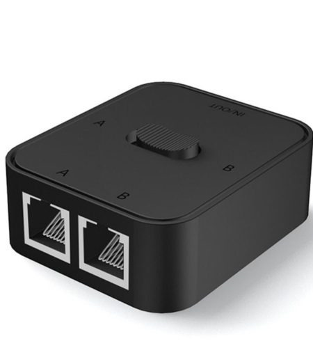 2 Port Rj45 Cat6 Lan Hub Network Switch Box Selector 2 In 1 Out 1 In 2 Out Ethernet Cable Splitter Connector For Laptop black