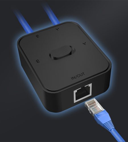 2 Port Rj45 Cat6 Lan Hub Network Switch Box Selector 2 In 1 Out 1 In 2 Out Ethernet Cable Splitter Connector For Laptop White - Image 2