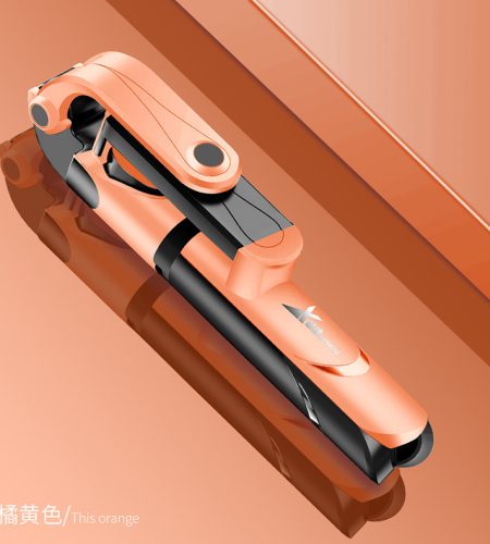 XT09 Tripod Stand Extendable 360° Rotation Self-timer Bluetooth Selfie Stick Monopod Foldable Live XT10 Mobile Phone Bracket XT09 orange
