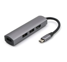 For Type-C Hub3.0 + Hdmi4K 4 in 1 Notebook Mobile Phone Adapter Notebook for mate10mate20 P20 P30 gray