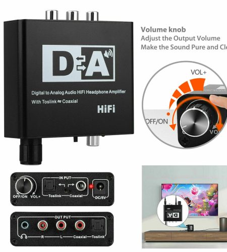 Digital to Analog R/L Audio Converter Plug and Play Stable Adaptor Convenient for Home Use black - Image 5