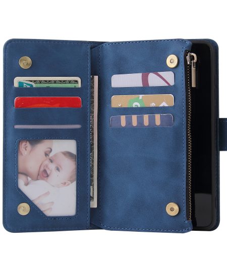 For HUAWEI P40 Case Smartphone Shell Wallet Design Zipper Closure Overall Protection Cellphone Cover  2 blue - Image 5