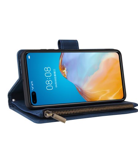 For HUAWEI P40 Case Smartphone Shell Wallet Design Zipper Closure Overall Protection Cellphone Cover  2 blue - Image 7