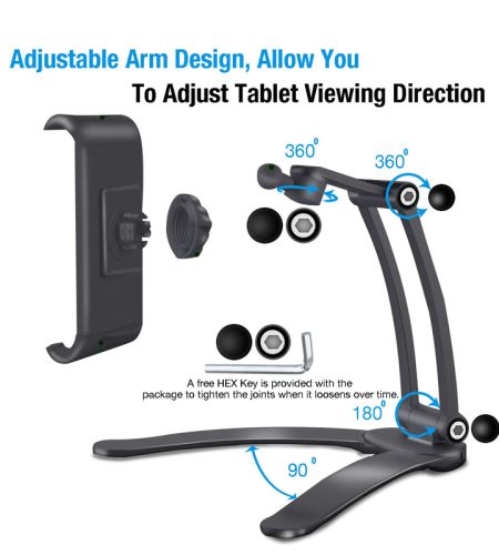 2-in-1 Kitchen Tablet Stand Wall Desk Mount Tablet Stand Fit For Tablet Smartphone Holders black - Image 3