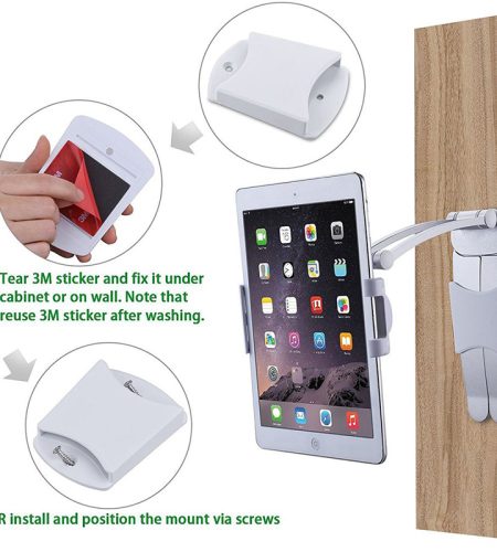 2-in-1 Kitchen Tablet Stand Wall Desk Mount Tablet Stand Fit For Tablet Smartphone Holders black - Image 9