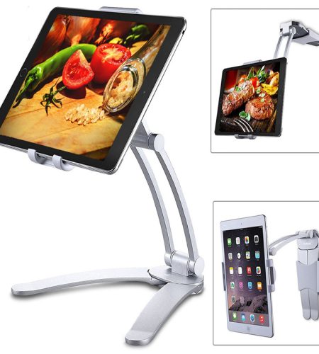 2-in-1 Kitchen Tablet Stand Wall Desk Mount Tablet Stand Fit For Tablet Smartphone Holders black - Image 5