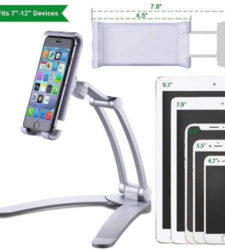 2-in-1 Kitchen Tablet Stand Wall Desk Mount Tablet Stand Fit For Tablet Smartphone Holders black - Image 8